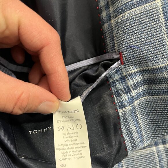 Tommy Hilfilger THFlex Suit Jacket & Pants Mens 34x30 Blue Plaid Modern 40S - Picture 8 of 16